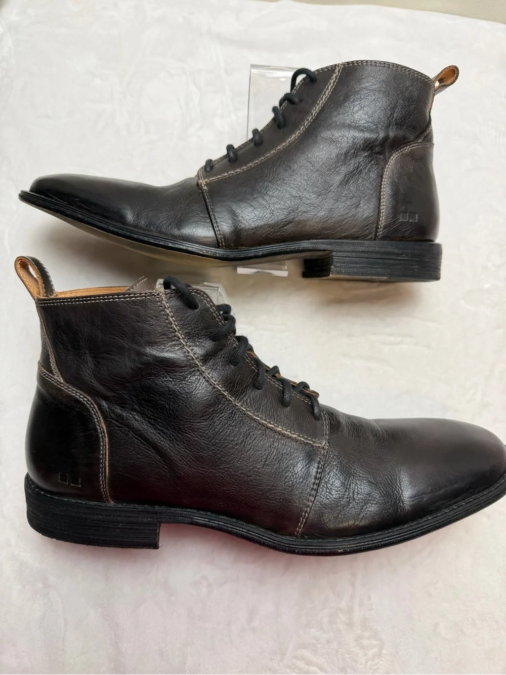 Bed|Stü Dark Brown Leather Chukka Ankle Boots Mens 12 Handmade Lace Up